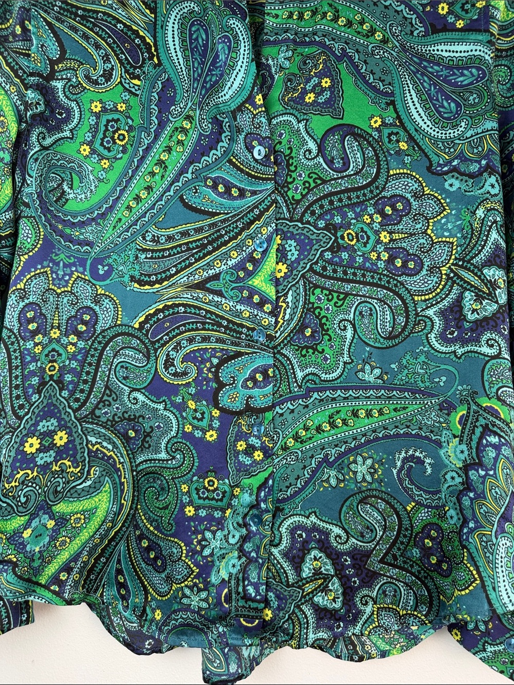 L’Agence Tyler Silk Blouse Deep Lagoon Paisley Bandana Button Up Long Sleeve XST - Picture 5 of 16